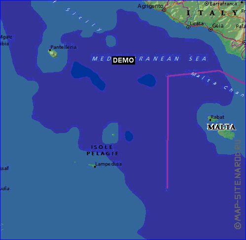 Physique carte de Sicile en anglais