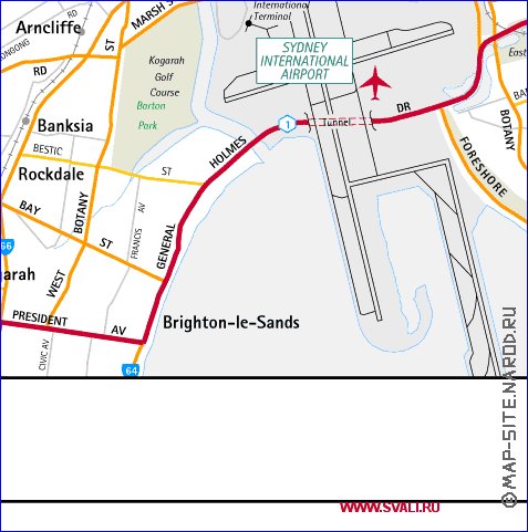 mapa de de estradas Sydney em ingles