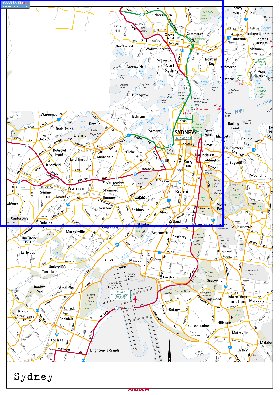 mapa de de estradas Sydney em ingles