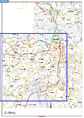 mapa de de estradas Sydney em ingles