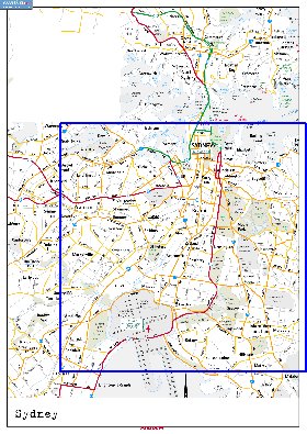 mapa de de estradas Sydney em ingles