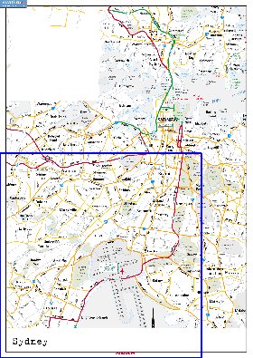 carte de des routes Sydney en anglais