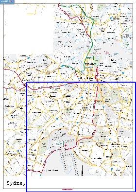 mapa de de estradas Sydney em ingles