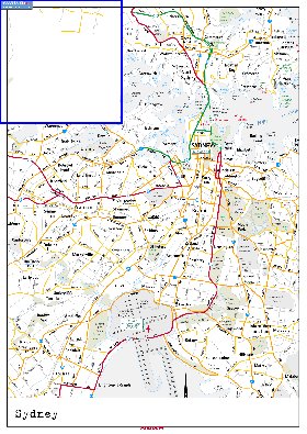 mapa de de estradas Sydney em ingles