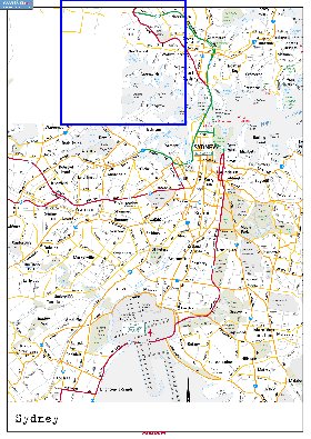 carte de des routes Sydney en anglais