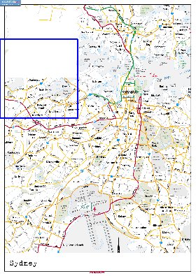 mapa de de estradas Sydney em ingles