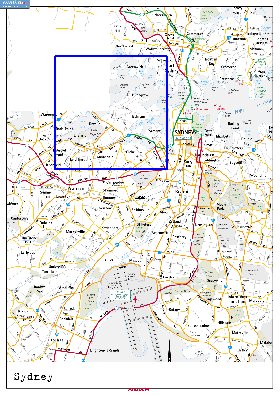 carte de des routes Sydney en anglais