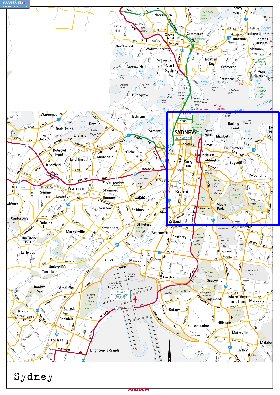 carte de des routes Sydney en anglais