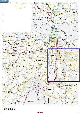 mapa de de estradas Sydney em ingles