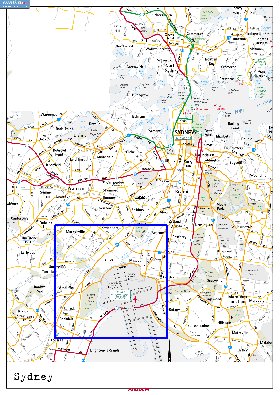 mapa de de estradas Sydney em ingles