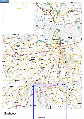 mapa de de estradas Sydney em ingles