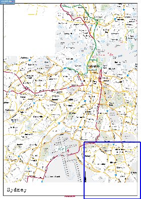 mapa de de estradas Sydney em ingles