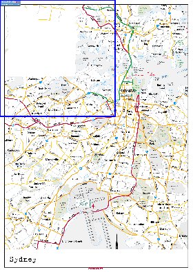 mapa de de estradas Sydney em ingles