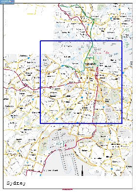 mapa de de estradas Sydney em ingles