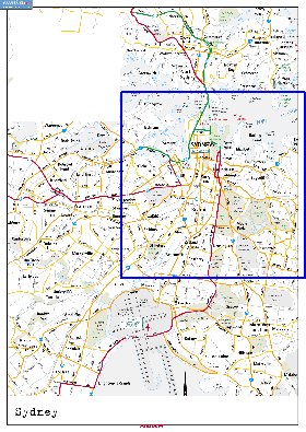 mapa de de estradas Sydney em ingles