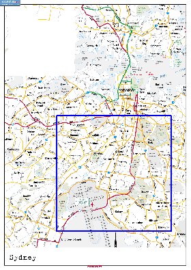 mapa de de estradas Sydney em ingles