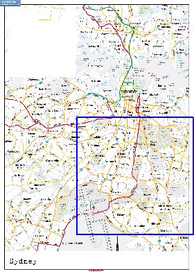 mapa de de estradas Sydney em ingles