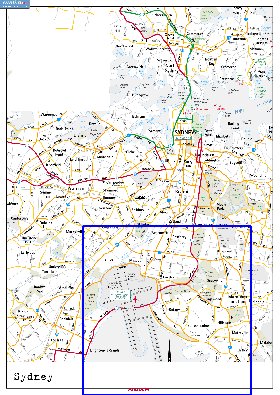 mapa de de estradas Sydney em ingles