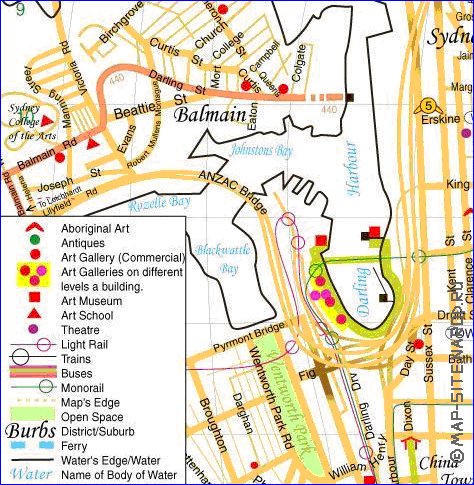 mapa de Sydney em ingles