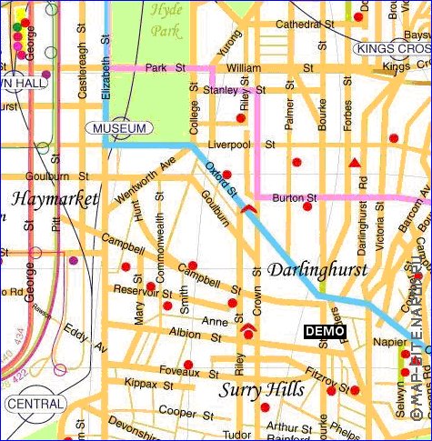 mapa de Sydney em ingles