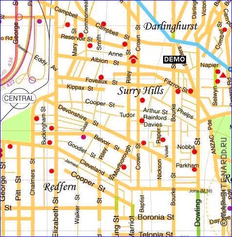 carte de Sydney en anglais