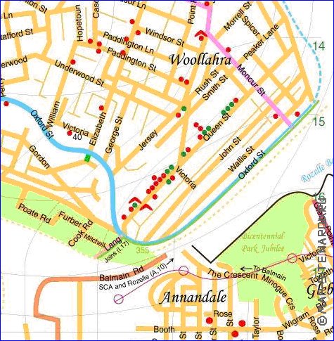 carte de Sydney en anglais