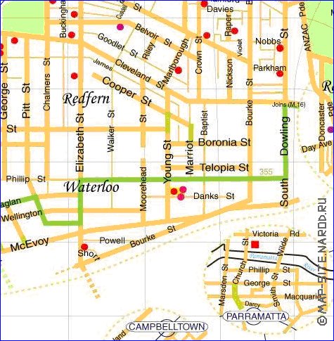 carte de Sydney en anglais