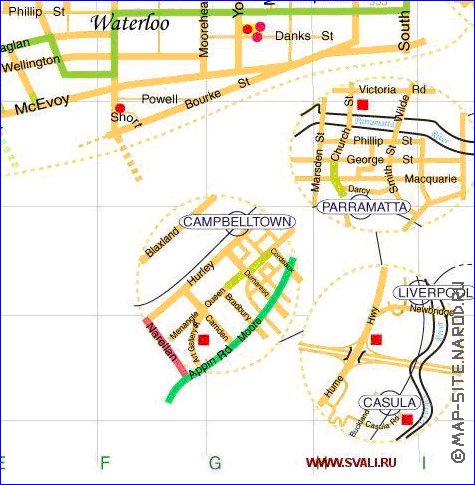 mapa de Sydney em ingles