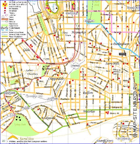 mapa de Sydney em ingles