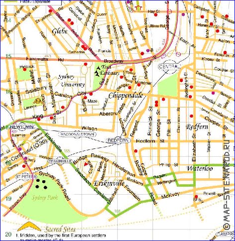 carte de Sydney en anglais