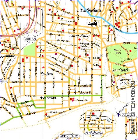 mapa de Sydney em ingles