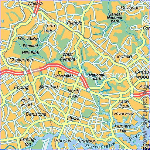 mapa de Sydney em alemao