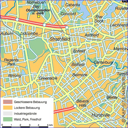 carte de Sydney en allemand