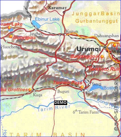 carte de Xinjiang