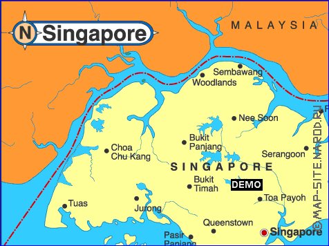 carte de Singapour en anglais