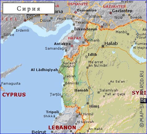 carte de Syrie en anglais