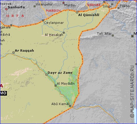 carte de Syrie en anglais