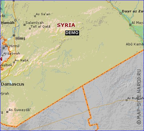 carte de Syrie en anglais