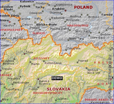 Administratives carte de Slovaquie en anglais