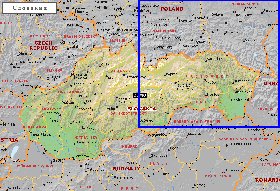 Administratives carte de Slovaquie en anglais