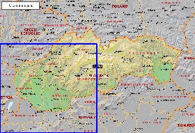 Administrativa mapa de Eslovaquia em ingles