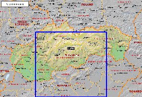 Administrativa mapa de Eslovaquia em ingles