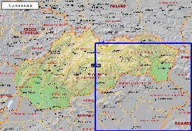 Administrativa mapa de Eslovaquia em ingles