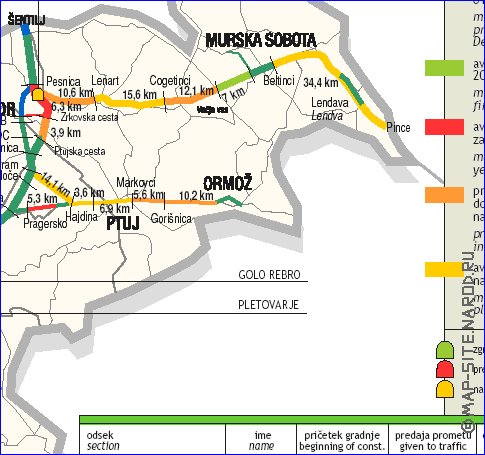 mapa de de estradas Eslovenia