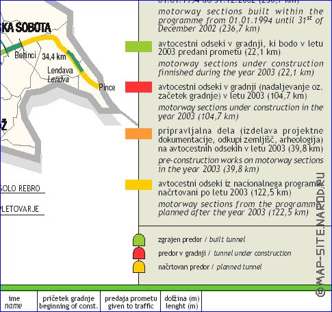 mapa de de estradas Eslovenia