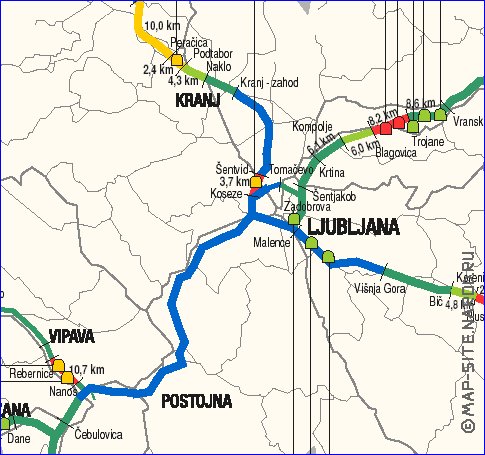 mapa de de estradas Eslovenia