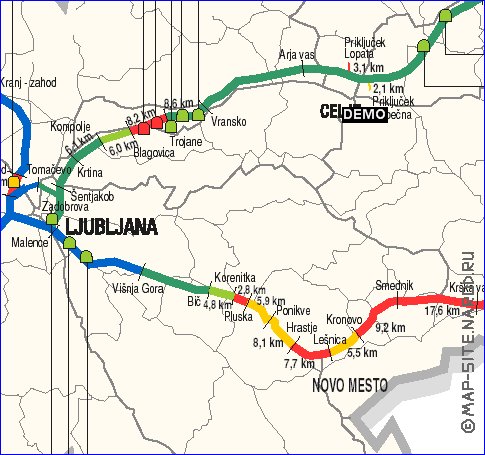 mapa de de estradas Eslovenia