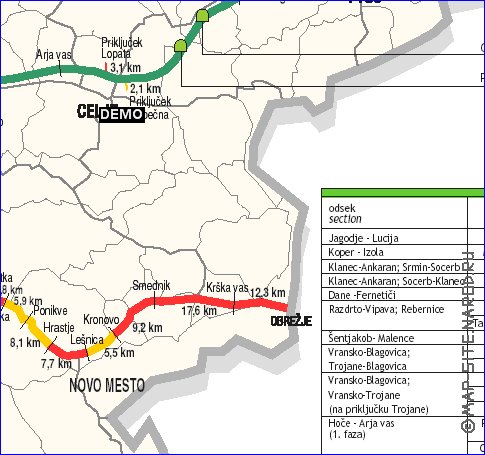 mapa de de estradas Eslovenia