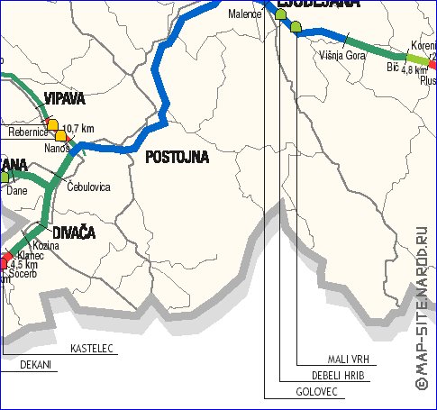 carte de des routes Slovenie