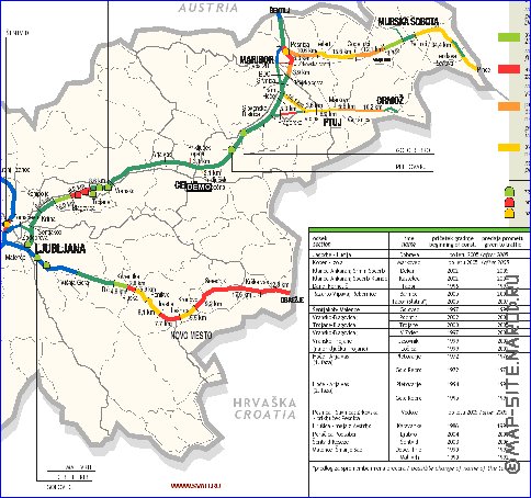 mapa de de estradas Eslovenia